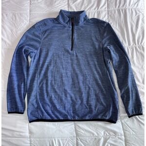 Avalanche Men's Quarter Zip Top Pullover Sweater 1/4 Zip Shirt Blue Size Large